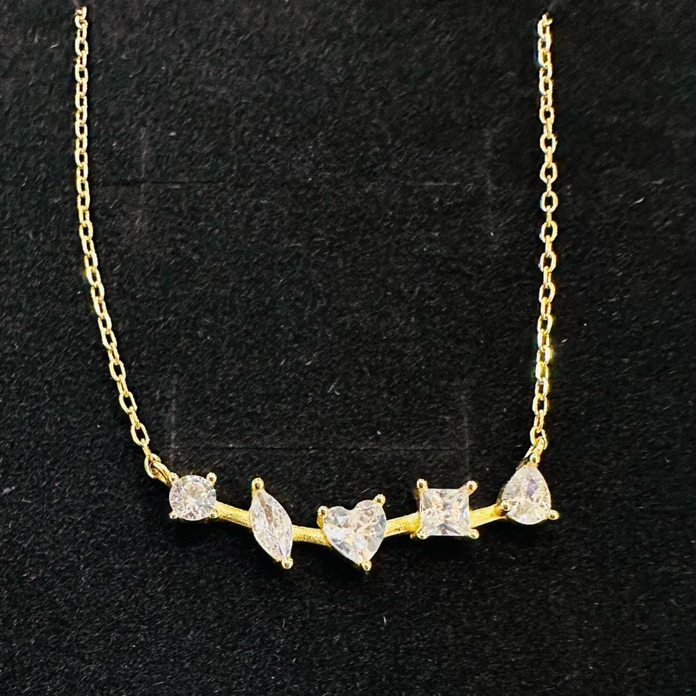 Argento Vivo Gold Necklace with Clear CZ Accents